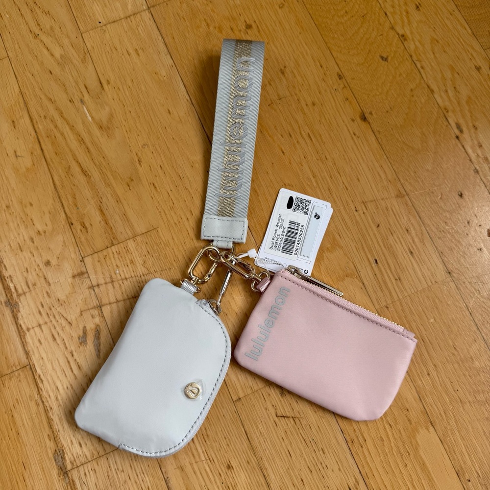 Lululemon Pink and Gray Dual Pouch Wristlet